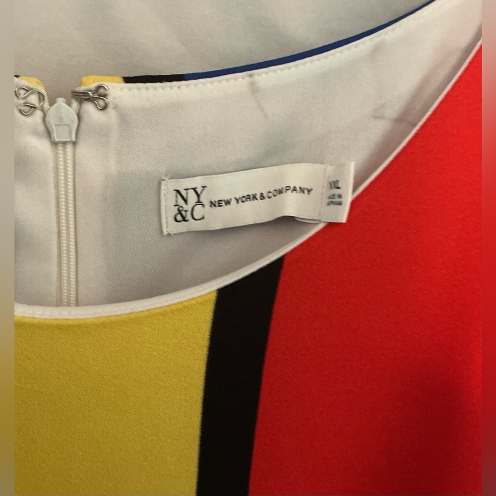 NEW YORK & CO MUTLI COLORED DRESS. Back zip. Sz XXL. NWT RETAILS $70 - Picture 3 of 7